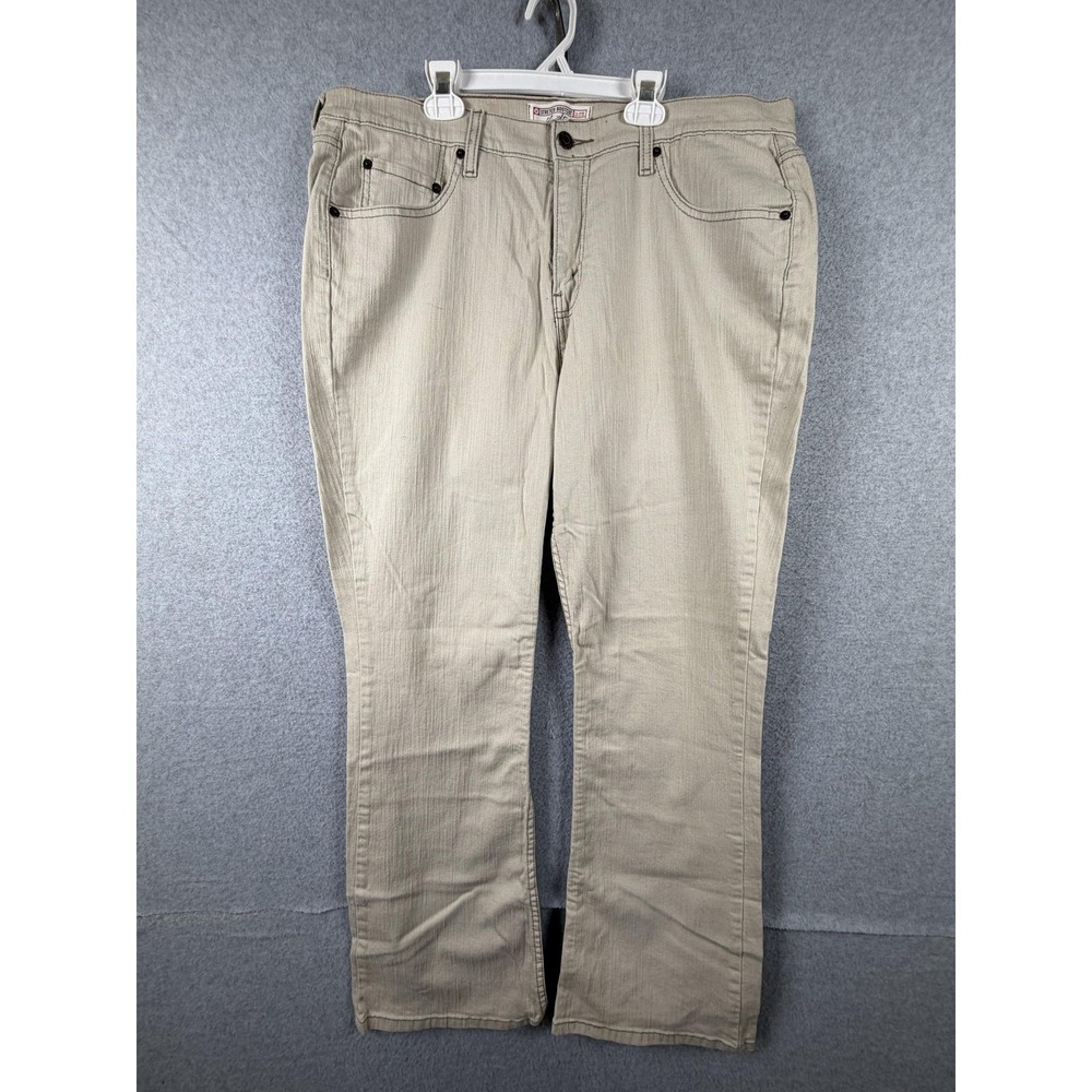 Levi Strauss Signature Jeans Womens 16 Medium Beige Bootcut Stretch Denim Pants